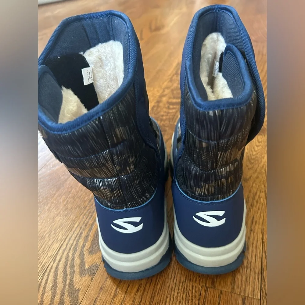 Hobibear Blue Camouflage Snow Boots Faux Fur Lined Winter Cold Weather Size 5